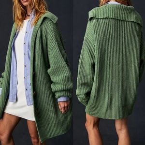 Free People Swim Too Deep Oversized Cardigan W/Pockets In Pastel Jade. NWT! Sz M